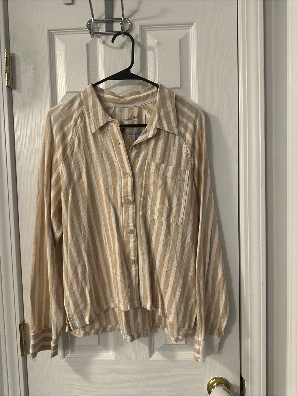 Universal Thread Beige and White Striped Button Shirt
